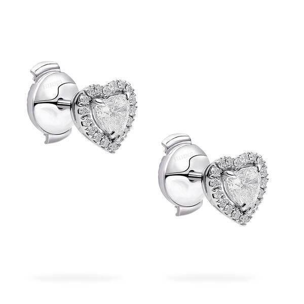 White Gold And Diamond Heart Shape Stud Earrings